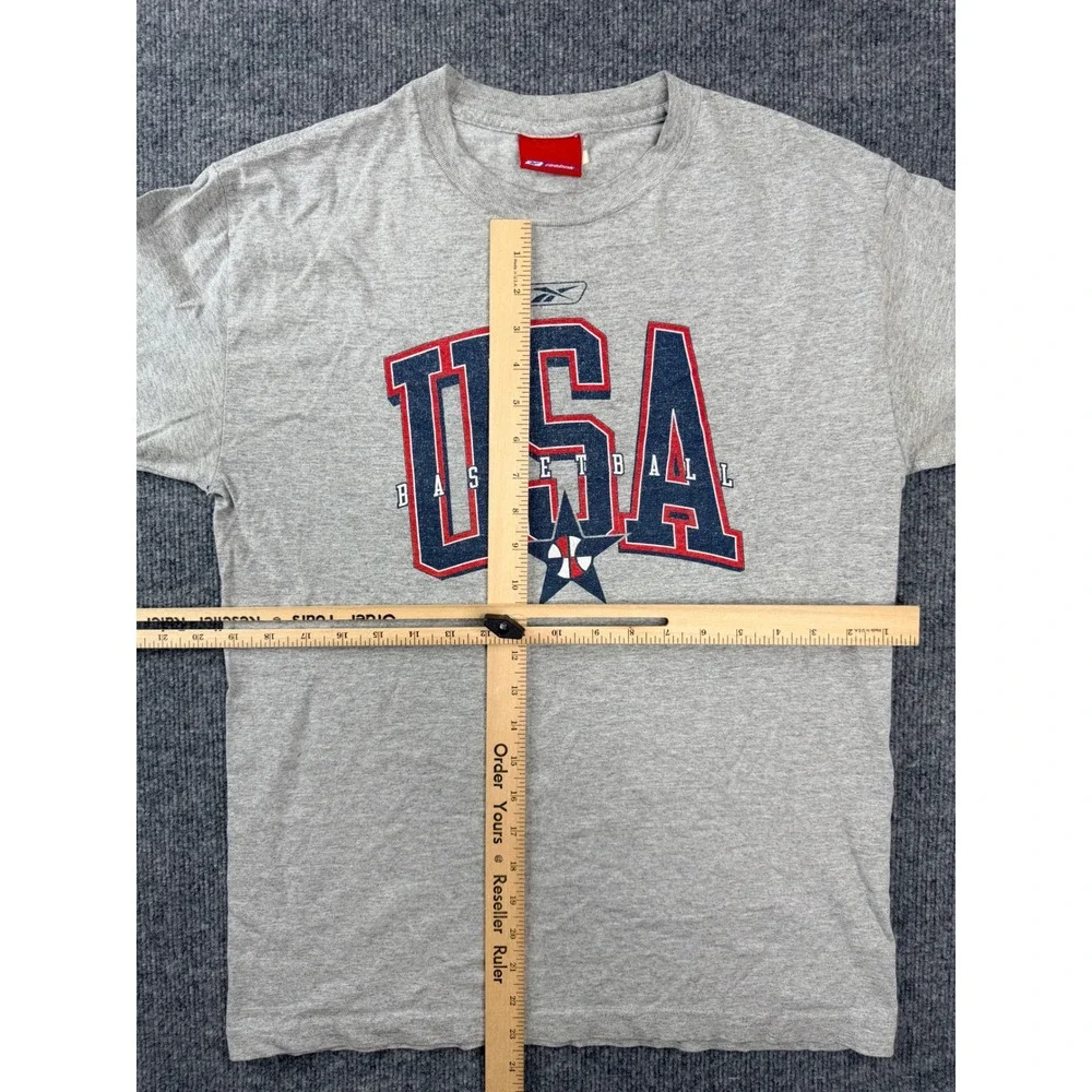 Vintage Reebok USA Basketball T Shirt Small Gray Graphic Tee Y2K‎ 90s Mens - Picture 6 of 9